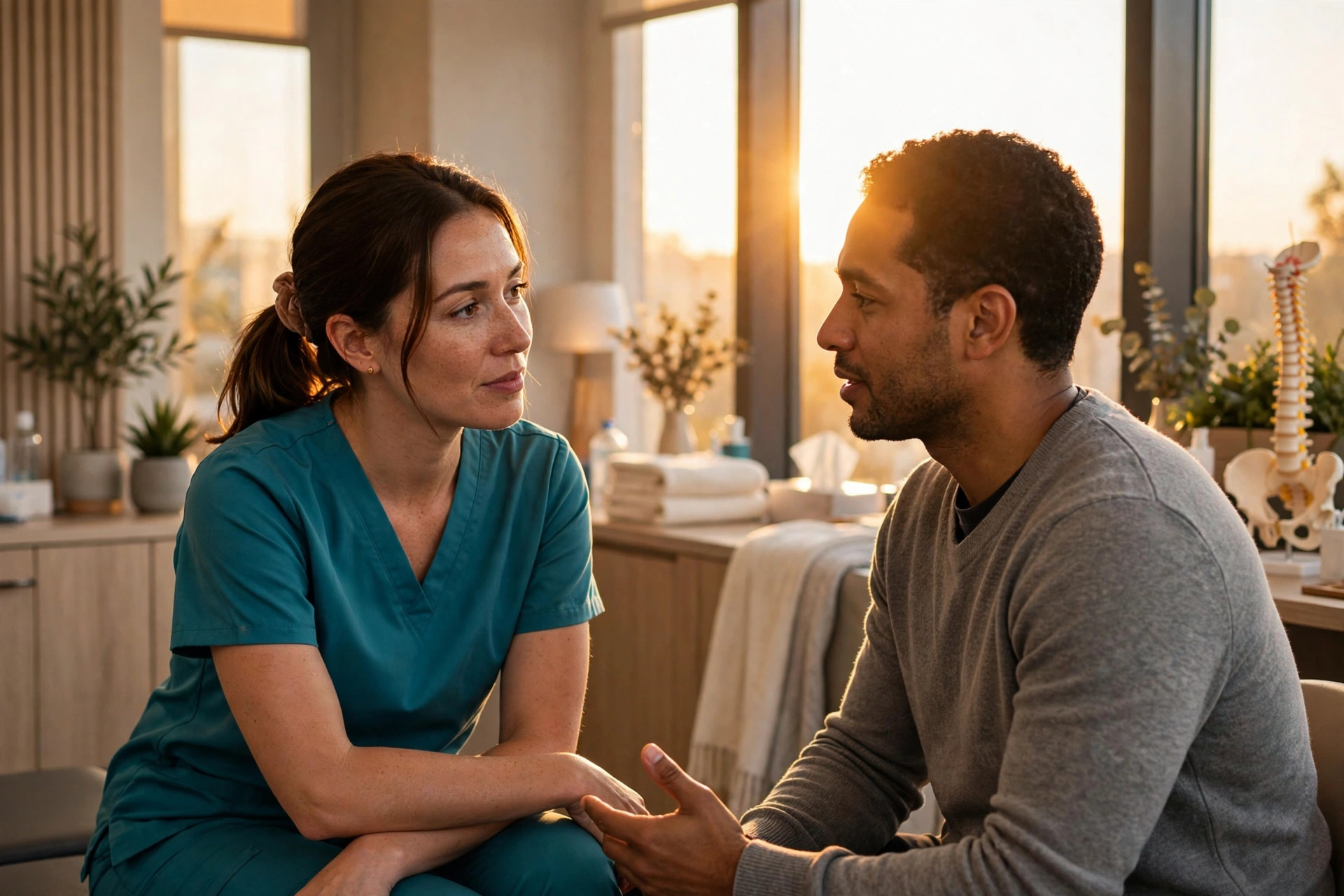 Dr. Durso listening to a patient during a consultation